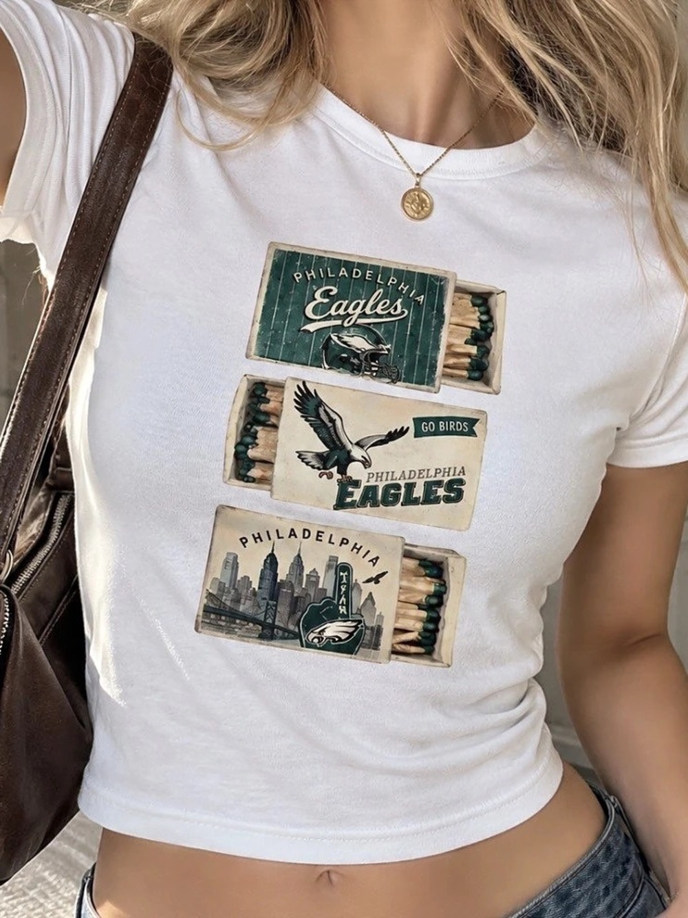 Philadelphia Eagles Matchbox City Eagle Retro White Baby Tee